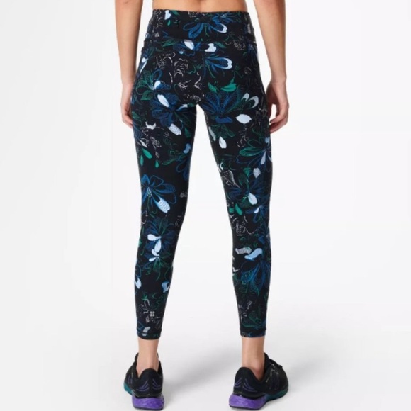 Sweaty Betty Power 7/8 Workout Leggings in Blue Arched Floral Print size 6 - Picture 2 of 7